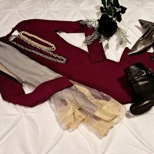 NINE WEST DARK PINK/BURGUNDY KNIT DRESS – NWT – SZ S